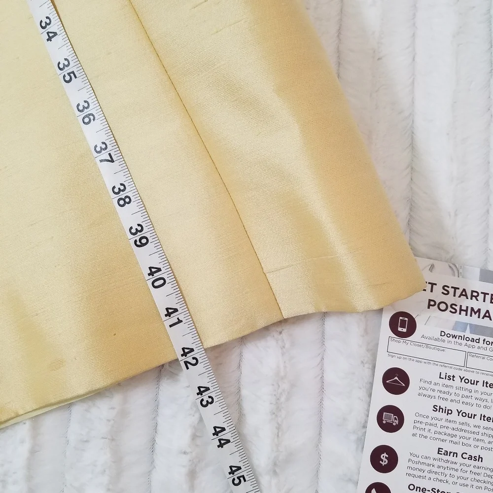 Vintage 50's yellow dress cap sleeve rhinestone collar lined sz. 8/10 - Picture 6 of 10